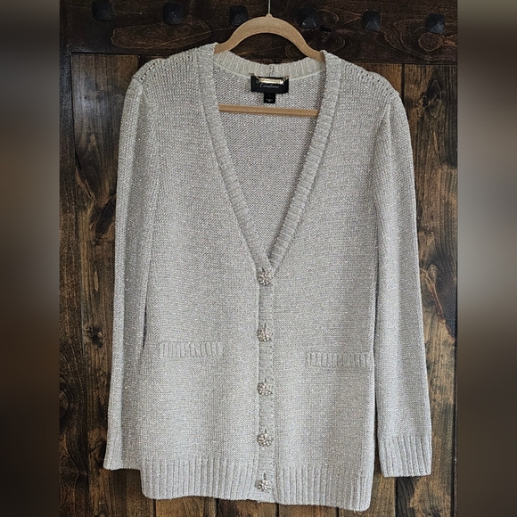 St John Couture Cardigan with rhinestone buttons size L - Picture 1 of 7